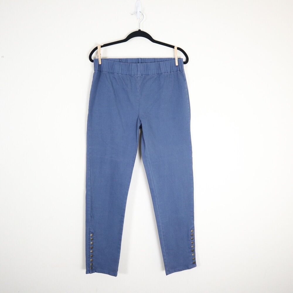 Soft Surroundings Size M Metro Leggings Jeans Skinny Button Light Blue - Picture 2 of 10